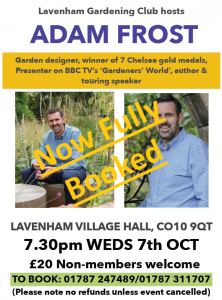 Read more about the article (FULLY BOOKED) Talk with Adam Frost – 7:30pm – Weds 7th October 2026